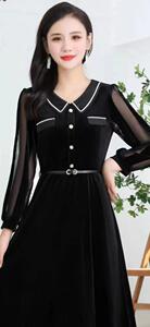 秋季新款金丝绒连衣裙,女装连衣裙,依启蒙(1F)