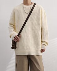 冬季套头男休闲长袖文艺针织衫毛衣圆领ins青春流行潮直筒型，男装针织衫/毛衣，星座716-3