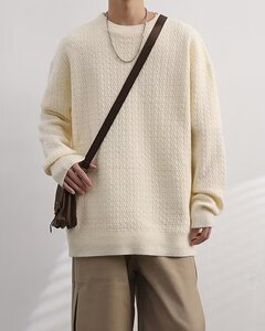 冬季套头男休闲长袖文艺针织衫毛衣圆领ins青春流行潮直筒型图片
