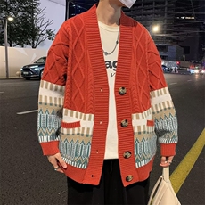 美式毛衣男复古ins高街潮牌日系休闲高级感线衣开衫外套MZ170-P50，男装针织衫/毛衣，星座1109-3