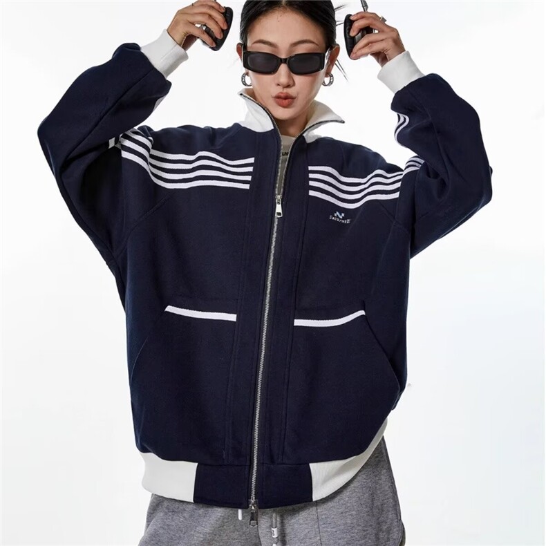 1506/GW1160/P45美式三条杠棒球服男秋季重磅潮牌条纹运动外套,女装短外套,星座1506A