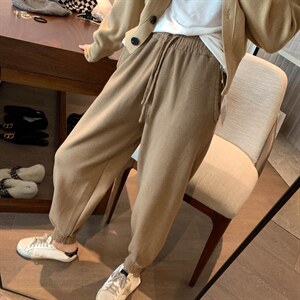 多色针织束脚裤图片