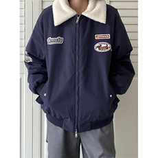 翻领拼色绣标棉服2024年秋冬棒球服宽松夹克加厚棉衣外套M9952，男装夹克，星座1116A（原606A-3）