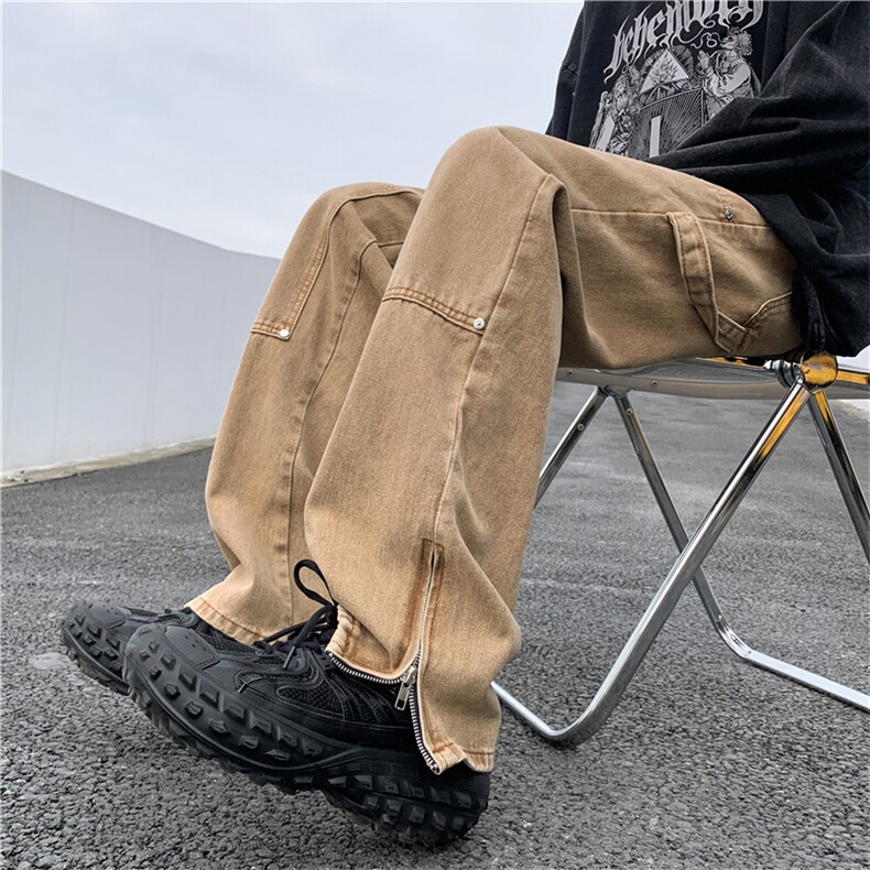 春款复古水洗宽松牛仔裤男宽松直筒牛仔裤N01623-P55图片