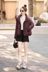 小香风羊羔毛拼接短款羽绒服女2024冬新款高端加厚保暖白鸭绒外套，女装羽绒服，自然秀