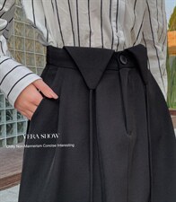 高腰显瘦设计感小众中长款黑色半身裙，女装半身裙，秀薇拉