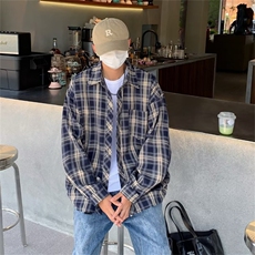 日系cityboy格子长袖衬衫男士衬衣宽松美式复古休闲外套CS119-P33，男装衬衫，星座1008