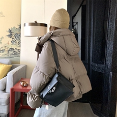 时尚设计感短款羽绒服女款冬季2025新款小个子洋气面包服连帽外套，女装羽绒服，2C316