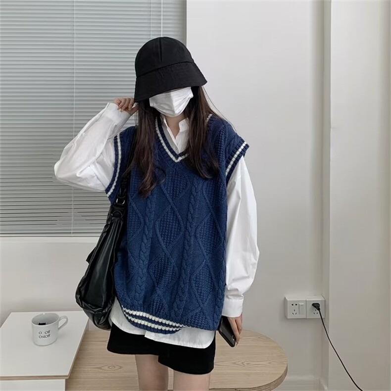 春秋季v领花毛衣马甲男女同款日系宽松坎肩针织背心W5088-P45,男装针织衫/毛衣,星座512-3