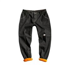 2019冬季新款马切达日系大码宽松加绒加厚男拼接牛仔裤K3071-P50，男装牛仔裤，电商A001