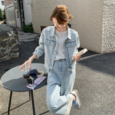 【现货套装】新款浅洗牛仔上衣+裤子两件套2C277-6610-P195-K288，女装套装/套裙，2C277