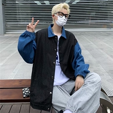 拼接牛仔外套男2024新款春秋美式复古夹克衫潮牌宽松痞LS97-P50，男装夹克，星座1109-3