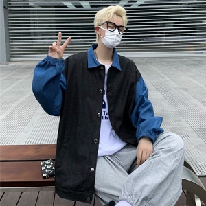 拼接牛仔外套男2024新款春秋美式复古夹克衫潮牌宽松痞LS97-P50图片