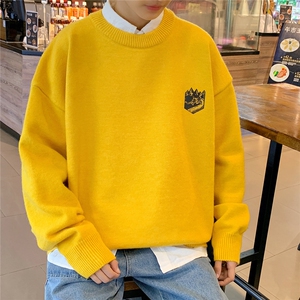 1港风新款宽松休闲中性情侣潮流印花毛衣男外套7671P48加绒P55图片