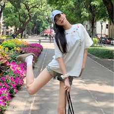 万针全刺绣工艺抖音得物高品质260克重磅纯棉双纱美式高街短袖T恤，男装T恤，电商A486