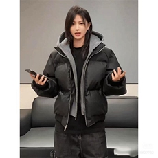 现货高品质重磅工艺美式高街假两件PU皮棉衣男女加厚棉服外套，男装棉衣，电商A486