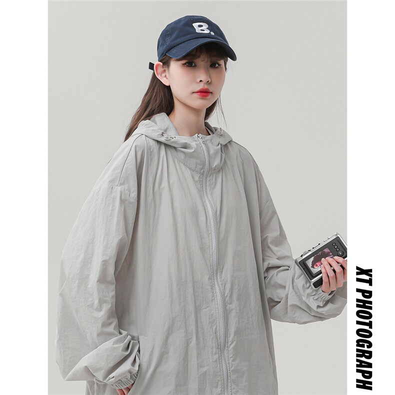 2025夏季新款纯色连帽宽松情侣防晒衣F169/P69，女装防晒衣，星座202-3