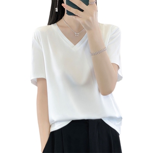 缎面短袖上衣女夏2024新款潮宽松时尚气质纯色衬衫图片