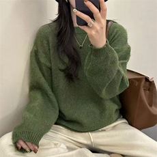 2026年秋季时尚百搭通勤简约休闲长毛圆领套衫，女装针织衫/毛衣，萱芳婷羊绒
