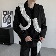 舞台表演明星同款演唱会新中式飘带西服潮流结婚男女垫肩西装外套，男装西服套装，星座909