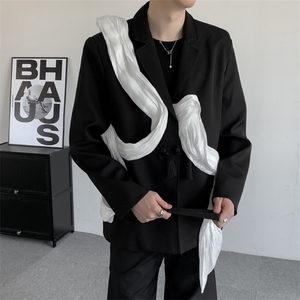 舞台表演明星同款演唱会新中式飘带西服潮流结婚男女垫肩西装外套图片