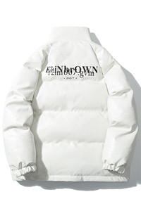 日系白底鳄鱼纹棉衣男手塞棉夹克PU皮棉服外套男8507P120控158图片