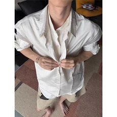 秋季休闲慵懒风假两件衬衫拼接拼接条纹衬衣QTK62，男装衬衫，星座208-5