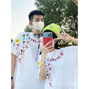 706-1-T1664-P28  特P 夏季港风卡通印花短袖T恤情侣休闲半袖上衣图片