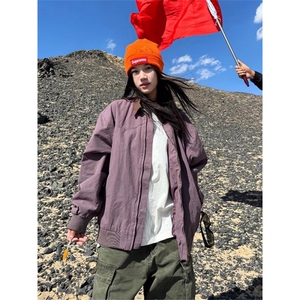 日系美式复古外套男女秋冬季新款甜酷风宽松机车服夹克上衣图片
