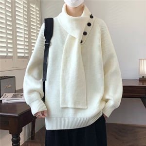 【005】加厚围巾毛衣男宽松情侣纯色打底针织衫A079-RS307-P60图片