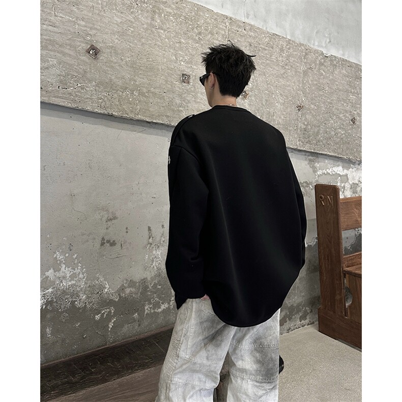 405A高街美式领口拉链金属扣装饰长袖T恤CT2469-P45控68,男装T恤,星座405A