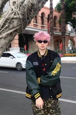 双层全刺绣麂皮绒美式复古棒球服男夹克情侣高街hiphop外套潮JK85，男装夹克，星座310B-1