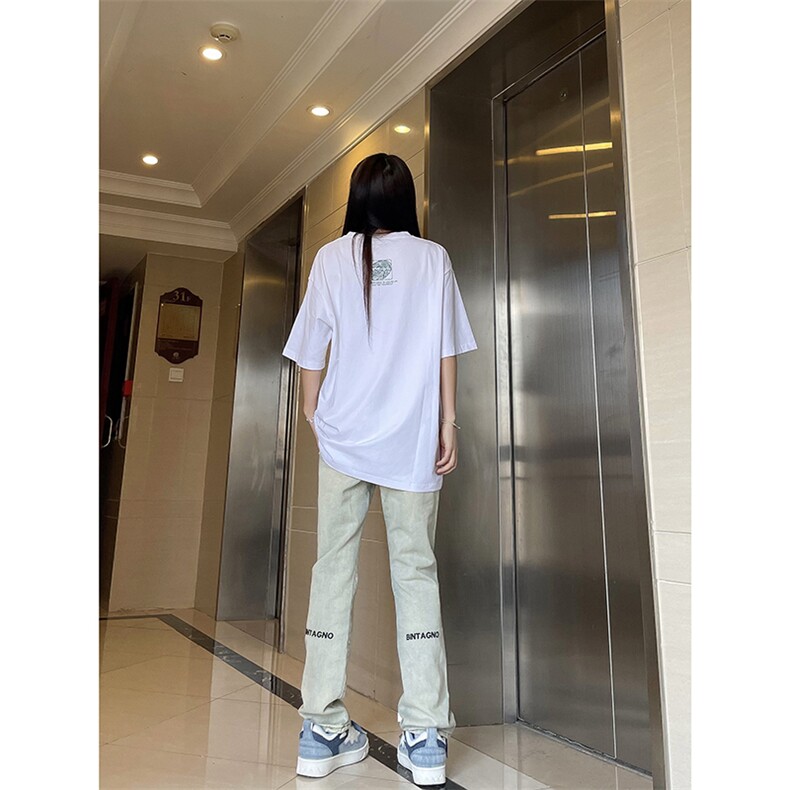 B221美式ins高街小众刺绣字母修身小脚牛仔裤LK23036-P60控78，男装牛仔裤，电商B221