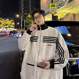 F639P70撞色户外夹克男秋高街潮牌复古外套小众宽松休闲立图片