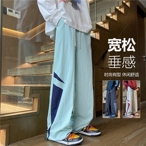 抖音品质秋季新款潮流拼接撞色宽松休闲裤B315-K24262-特p35控68图片