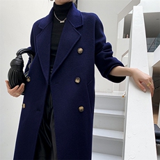 801唐晶双面羊绒大衣女100羊毛中长款宽松茧型过膝赫本风呢外套，女装双面呢大衣，荣图大衣