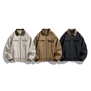 美式复古工装风翻领夹克男春季宽松休闲外套上衣XZ309 JK8606 P75图片