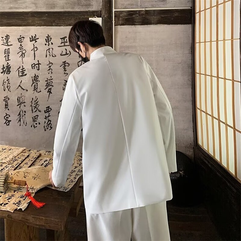 新中式风中山装男立领盘扣西装外套休闲宽松西服套装A68/P62,男装西服,星座506