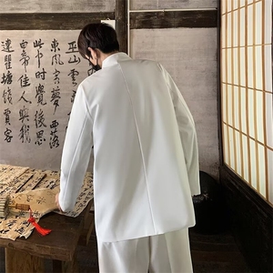 新中式风中山装男立领盘扣西装外套休闲宽松西服套装A68/P62图片