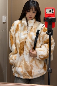 秋冬男士兔毛扎染卫衣外套冬季宽松毛衣加厚保暖棉服特批90图片