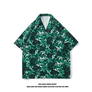 2025夏季新款时尚复古气质植物印花短袖花衬衫休闲宽松情侣花衬衣，男装衬衫，星座506B