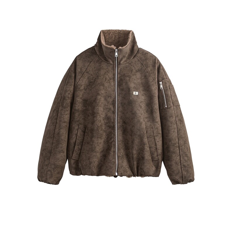 网图复古仿兔毛保暖翻领棉服情侣棉衣外套夹克皮衣QY15042-P98,男装夹克,电商A025