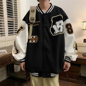 美式复古刺绣棒球服男女宽松bf慵懒风情侣oversize外套JK6221-p65图片