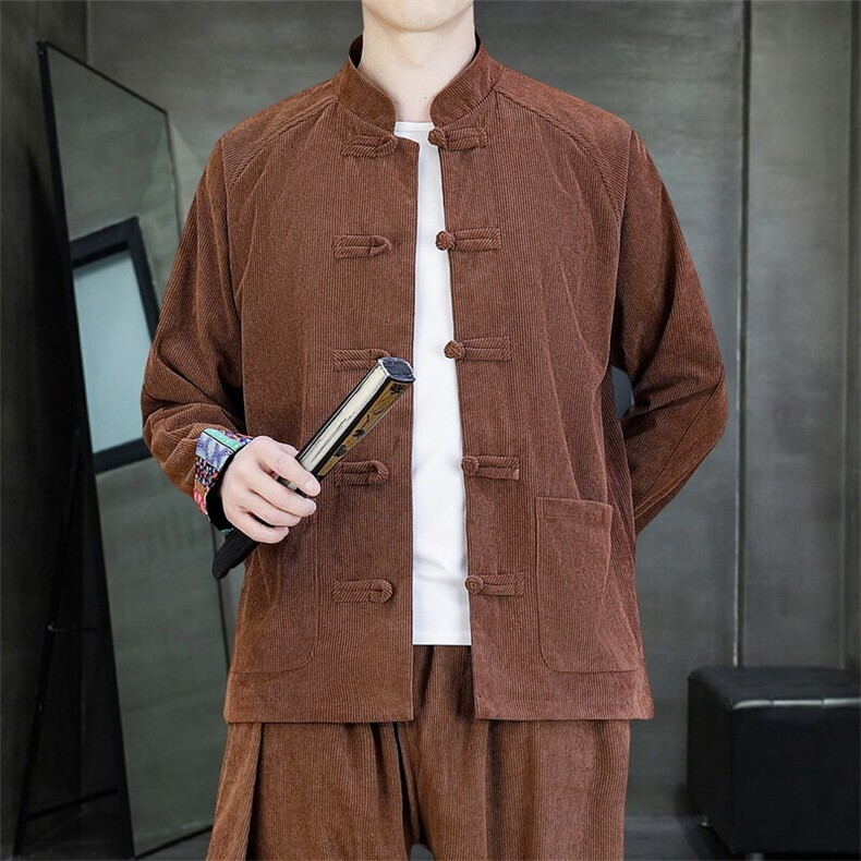 男士外套灯芯绒夹克盘扣立领唐装风XZ1512-2502单夹克-P80,男装夹克,星座1512