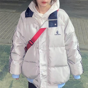 潮学院风条纹立领棉服面包服女冬季2025年新款学生加厚棉袄外套图片