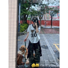 DX232LL-P37美式复古V领球衣短袖t恤高级感痞帅网眼半袖，男装T恤，星座1007（原301D）