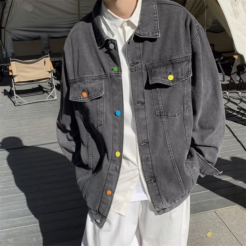 牛仔外套男韩版潮流百搭2023春秋新款ins宽松百搭外套W4496-P55，男装大码男装，星座412-2