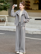 2025春季新款休闲潮流气质显瘦抽绳连帽运动套装时尚套装两件套，女装套装/套裙，浙宝220