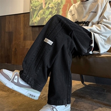 !2025秋冬三条杠贴标牛仔裤男阔腿裤815A-XKZ315-特P50控78，男装牛仔裤，星座815A