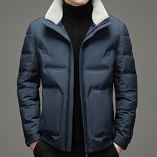 冬季新款纯色立领羽绒服休闲外套中年爸爸装上衣YYYR18-P290，男装羽绒服，电商B212（原钱塘6029）